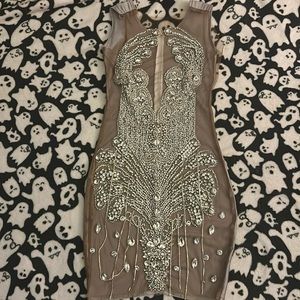 Silver short rhinestone dress